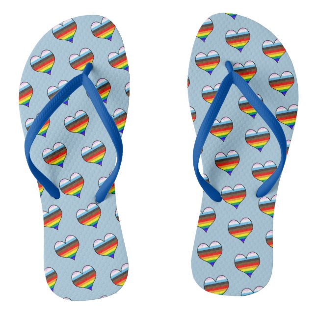 Chanclas Flip Flops del patrón del corazón del arco iris (Plantilla)
