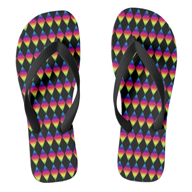 Chanclas Flip Flops - Diamantes arcoiris en negro (Plantilla)