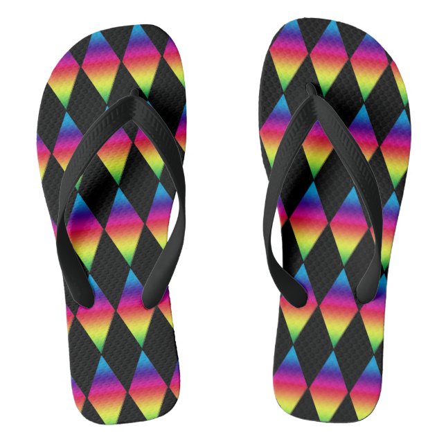 Chanclas Flip Flops - Diamantes arcoiris en negro (Plantilla)