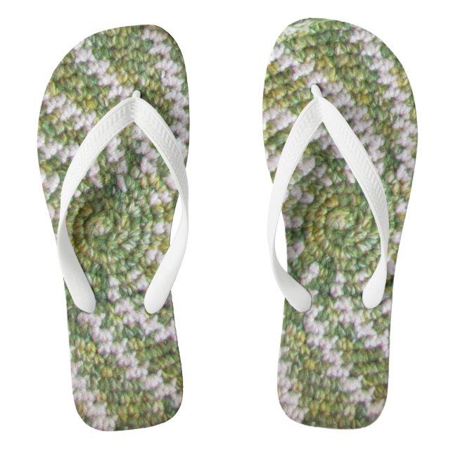 Chanclas Flip Flops - Espiral blanca en verde (Plantilla)