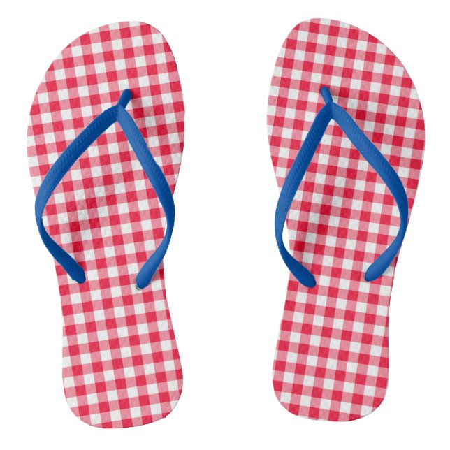 Chanclas Flip Flops femenino de Gingham rojo (Plantilla)