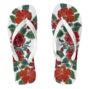 Chanclas Flip Flops - Flores rojas de hibiscus