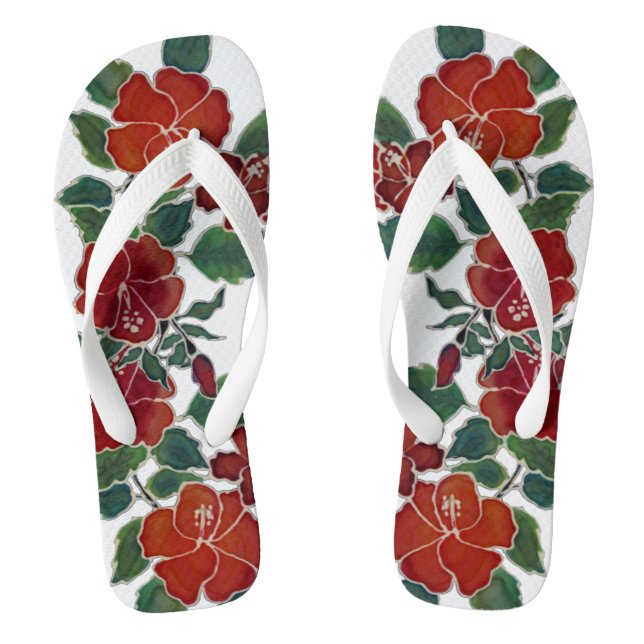Chanclas Flip Flops - Flores rojas de hibiscus (Plantilla)