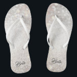 Chanclas Flip Flops for the Bride<br><div class="desc">Fondo de cristal con la palabra Novia en cada flop. Se puede personalizar.</div>