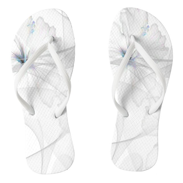 Chanclas Flip Flops for Women Veil Cubierto Hibiscus Blanco (Plantilla)
