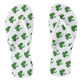 Chanclas Flip Flops - Green Clover Leaves