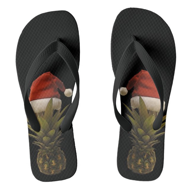 Chanclas Flip Flops Hawai Pineapple Santa Hat (Plantilla)