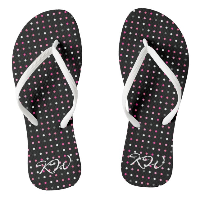 Chanclas Flip Flops monogramado de punto de polka (Plantilla)