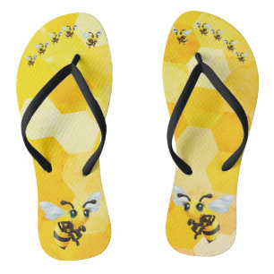 Chanclas Flip Flops negro y amarillo de miel de miel