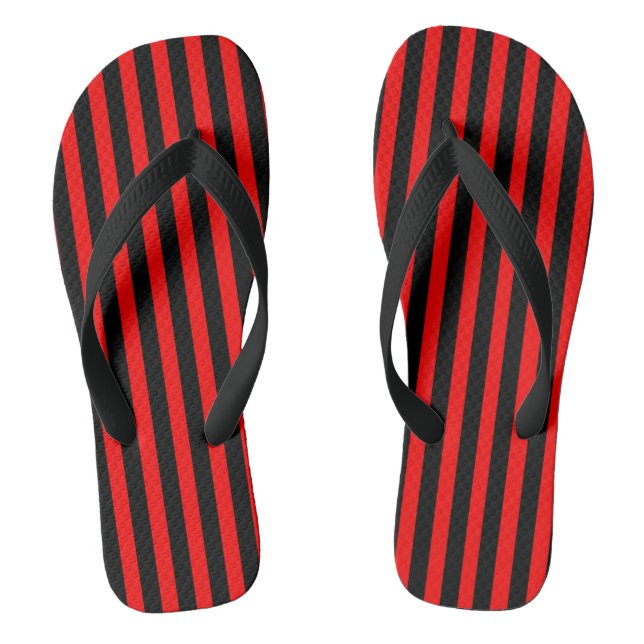 Chanclas Flip Flops negro y rojo a rayas (Plantilla)