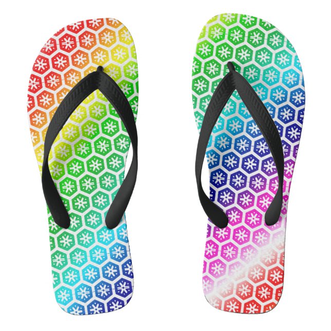 Chanclas Flip Flops - Patrón arcoiris en el patrón blanco (Plantilla)