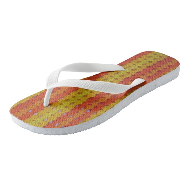 Chanclas Flip Flops - Patrón de crochet amarillo y Naranja (Angular)