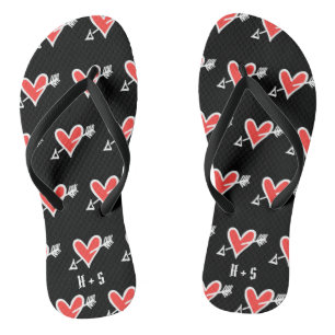 Chanclas Flip Flops personalizado de corazón de amor negro