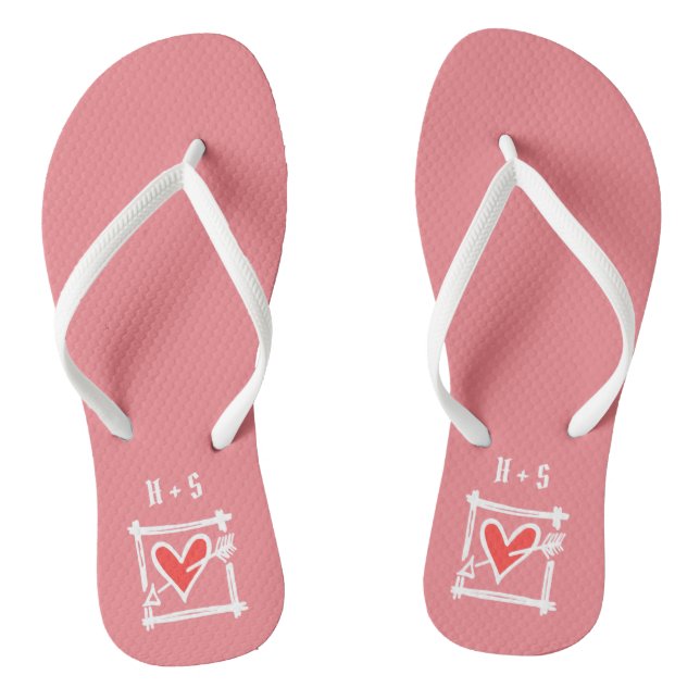Chanclas Flip Flops personalizado de corazón de amor negro  (Plantilla)