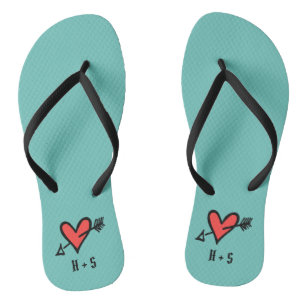 Chanclas Flip Flops personalizado de corazón de amor negro