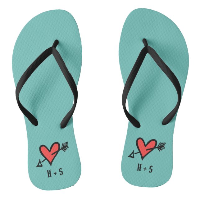 Chanclas Flip Flops personalizado de corazón de amor negro  (Plantilla)