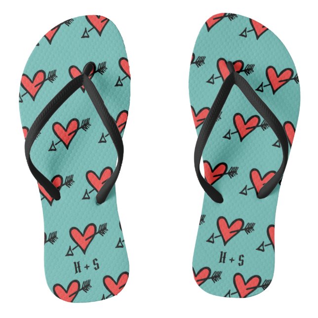 Chanclas Flip Flops personalizado de corazón de amor negro  (Plantilla)