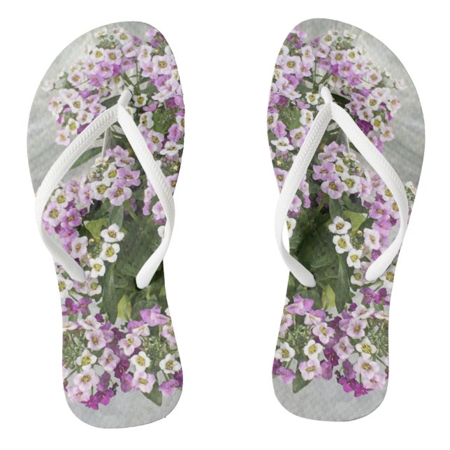 Chanclas Flip flops púrpura y blanca de petunias (Plantilla)