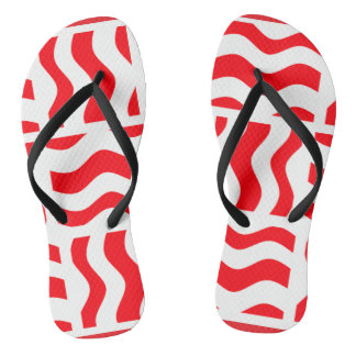 Chanclas Flip-flops rojo y blanco con franjas abstractas