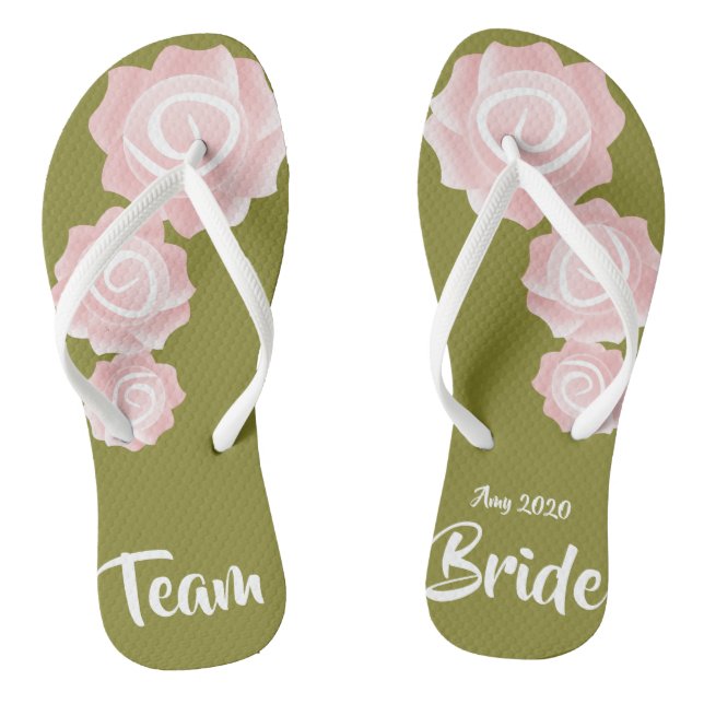 Chanclas Flip Flops Rosa de boda de novia (Plantilla)