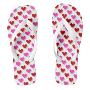 Chanclas Flip Flops rosa y rojo del corazón