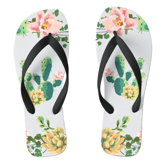 Chanclas Flipflop Sandals Bohemian Cactus Succulents Desser (Plantilla)