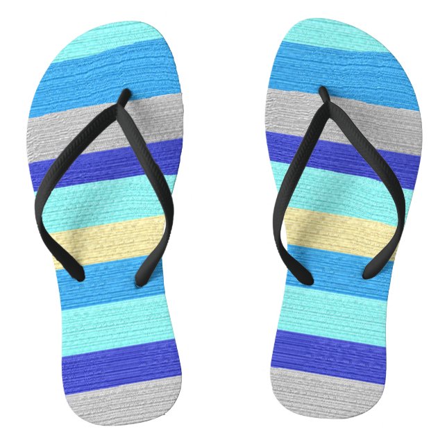Chanclas Flipflops de franjas azules y doradas (Plantilla)