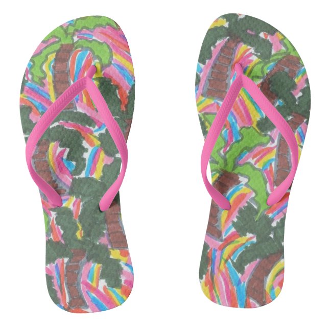 Chanclas FlipFlops Fiesta de árbol de palma arcoiris (Plantilla)
