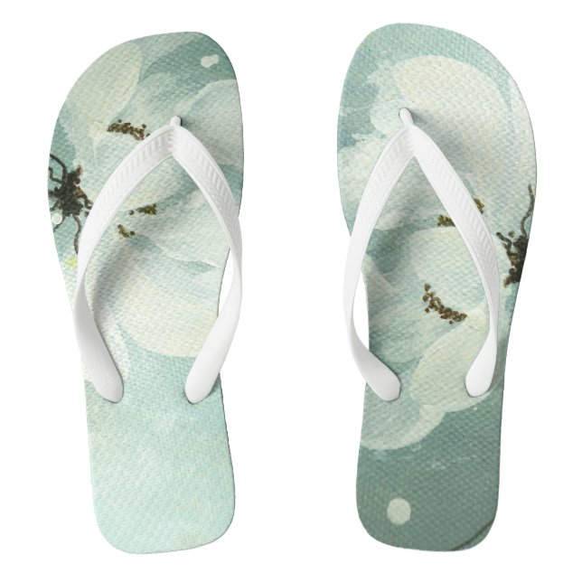 Chanclas flips-flopes de la flor blanca (Plantilla)