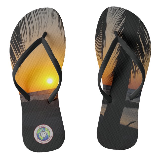 Chanclas Flips-flopes de la palma de la puesta del sol (Plantilla)