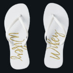 Chanclas Flips-flopes de Wifey con tipografía del Relieve<br><div class="desc">Flips-flopes de Wifey con tipografía del Relieve metalizado dorado</div>