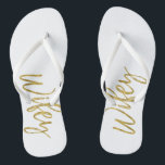 Chanclas Flips-flopes de Wifey con tipografía del Relieve<br><div class="desc">Flips-flopes de Wifey con tipografía del Relieve metalizado dorado</div>