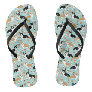 Chanclas Flips-flopes del café del Corgi - corgis de la