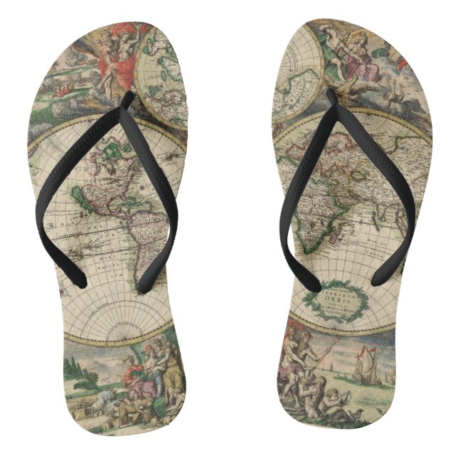 Chanclas Flips-flopes del mapa 1689 del vintage (Plantilla)