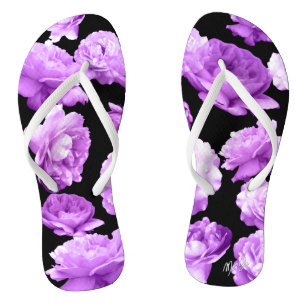 Chanclas Flips-flopes florales púrpuras románticos del