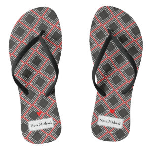 Chanclas Flips-flopes negros y rojos personalizados