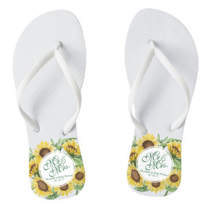 Chanclas Flips-flopes personalizados de la boda del girasol
