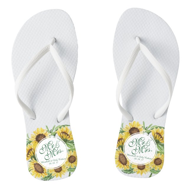 Chanclas Flips-flopes personalizados de la boda del girasol (Plantilla)