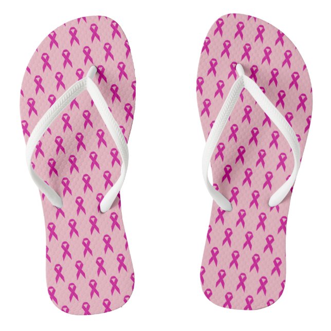 Chanclas Flips-flopes rosados de la conciencia del cáncer (Plantilla)