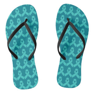 Chanclas Flips-flopes verde azulados de la cinta del cánce