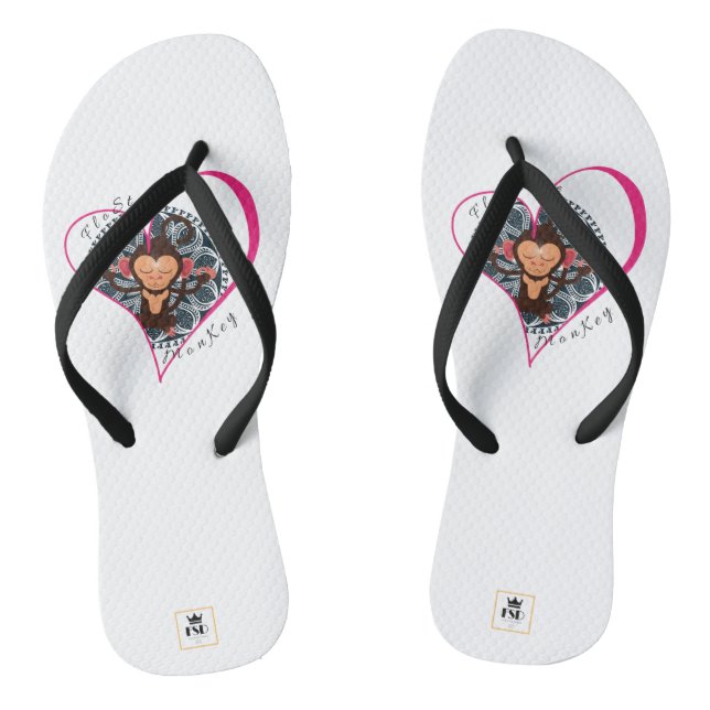 Chanclas FloEstado de corazón rosado meditación Flip Flops  (Plantilla)