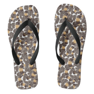 Chanclas Flops de volteo de adulto negro leopardo, cintas a