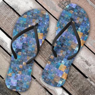Chanclas Flops de volteo de mosaico de color azul bajo cont
