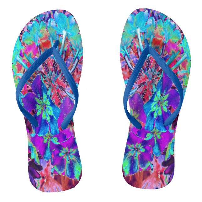 Chanclas Flor azul y púrpura en flor (Plantilla)