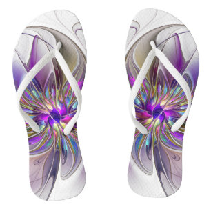 Chanclas Flor de arte fractal enérgica y colorida