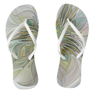 Chanclas Flor De Arte Fractal Moderno Con Oro
