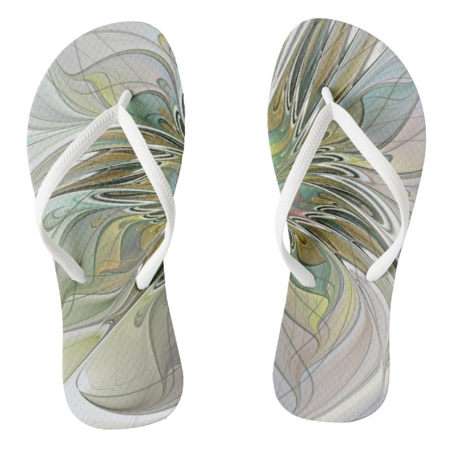 Chanclas Flor De Arte Fractal Moderno Con Oro (Plantilla)