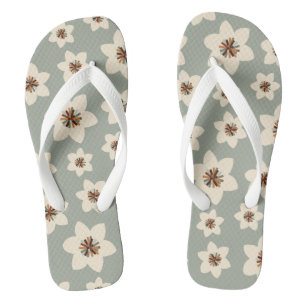 Chanclas Flor de Boho - fondo verde sabio