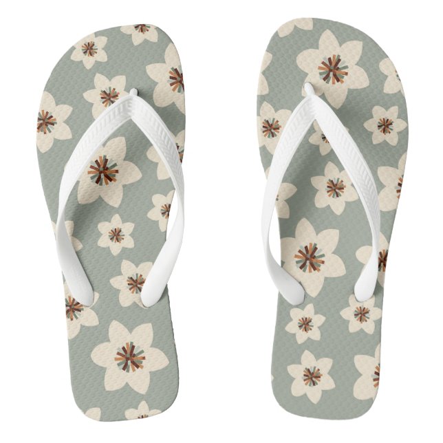 Chanclas Flor de Boho - fondo verde sabio (Plantilla)