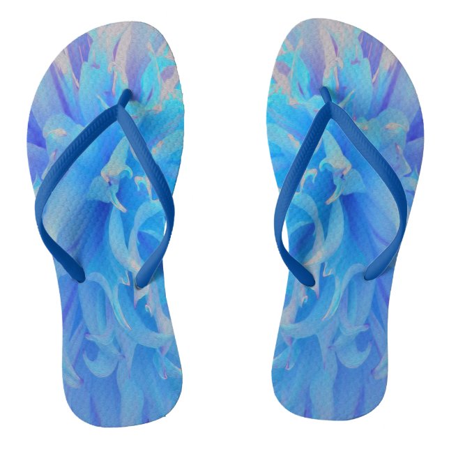 Chanclas Flor de Dahlia decorativa azul elegante (Plantilla)